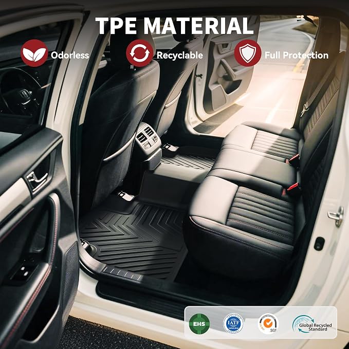 YITAMOTOR Floor Mats Fit for 2017-2025 Mazda CX-5, TPE All Weather Custom Fit Floor Liners for Mazda CX5, 1st & 2nd Row Car Mats Accessories, Black