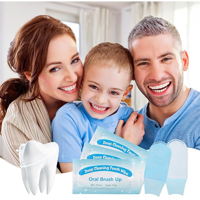 Beavorty Finger Brush Teeth Wipes 50 Pcs Disposable Deep Cleaning Teeth Wipes Deep Teeth Cleaning Finger Oral Wipes for Oral Brush Ups Mini Toothbrush, Individual Package