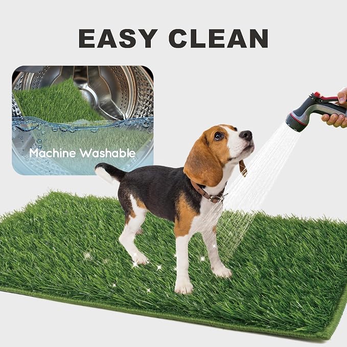 Grass Pee Pads for Dogs Potty, Artificial Grass Patch Odor Free | 2PCS Fake Grass with Fully Permeable Backing for Fast Drainage, Indoor Potty Grass Hemmed Edge Turf, Easy Clean