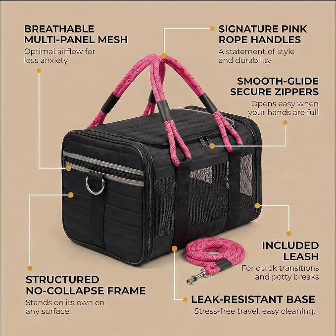 Soft-Sided Dog & Cat Carrier | for Car Rides, Vet Visits, Errands & Daily Outings | Fits Small Dogs & Cats Up to 15 lbs | 18" L x 11.5" H | Yorkies, Chihuahuas & More