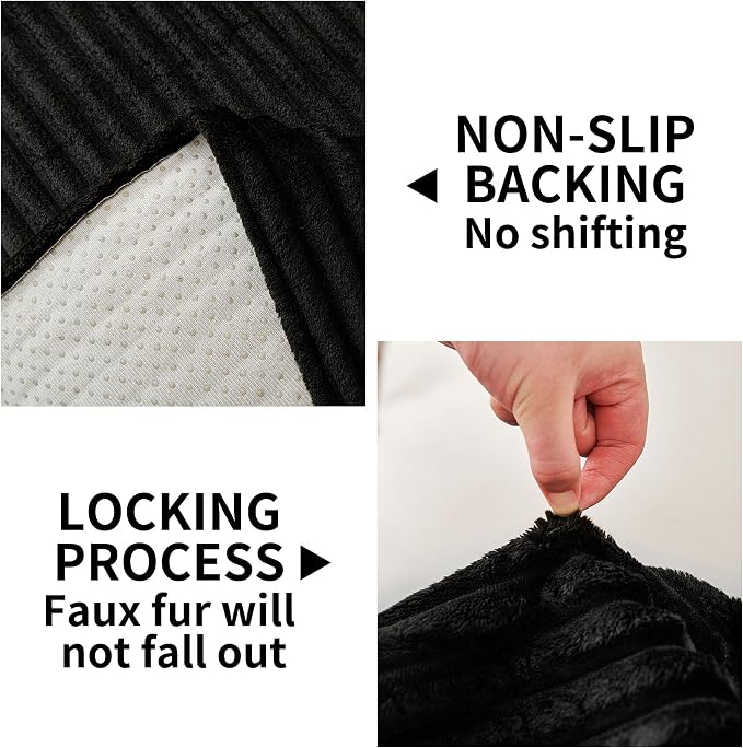 HAOMAIJIA Waterproof Couch Cover for Dogs Washable,Faux Fur Pet Couch Covers for Sofa,Soft Dog Bed Cover Non-Slip Couch Covers for 3 Cushion Couch Sofa Pet Friendly (Black, 35" x 47" 1 Pack)