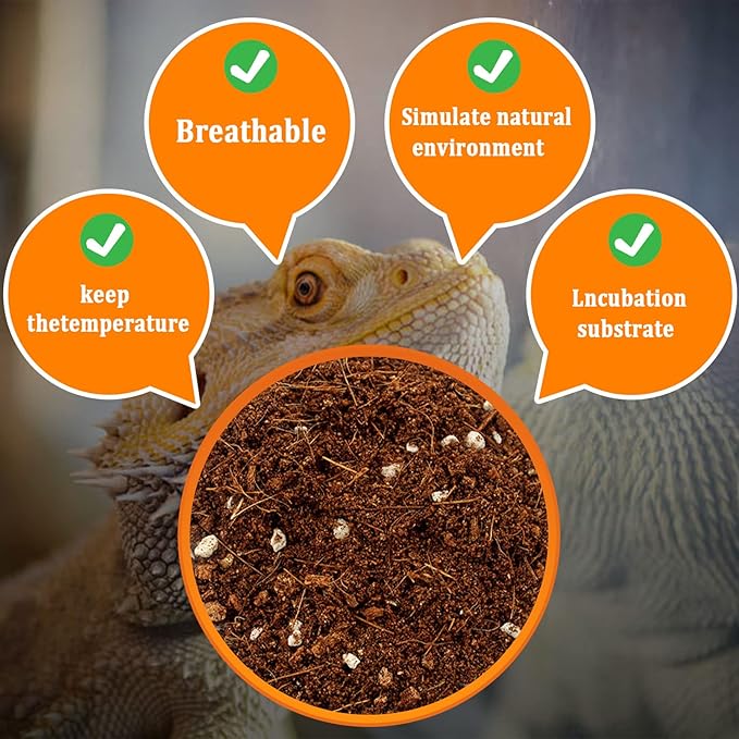 Hamiledyi 1.32LB Reptile Coconut Fiber Substrate Hibernant Soil Mix Perlite Vermiculite 3 in 1 Terrarium Bedding for Lizard Tortoise Chameleon Snake Iguanas Geckos Forg