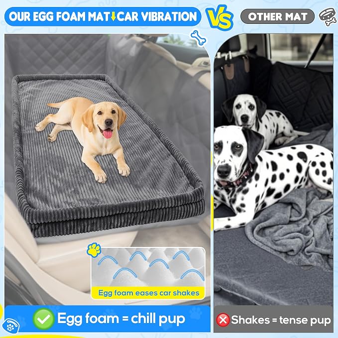 Loiion Dog Car Bed, Non-Slip Backseat Extender Pet Mat 50"x24.6"x2" | Removable, Washable Dog Bed With Waterproof Liner Protects Car Seats, Anti-Slip Travel Bed For Dogs