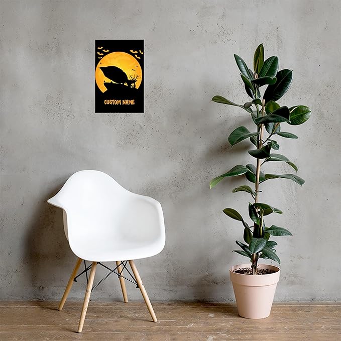Personalized Red Rainbowfish Wall Art Poster 12x18 Unframed - Spooky Moon Night Custom Pet Name - Memorial Gifts for Fish Lovers
