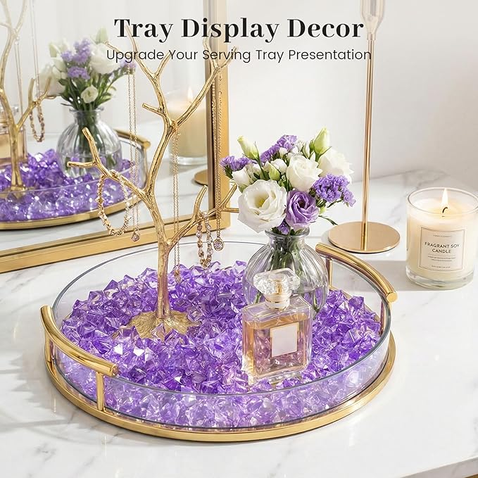 DomeStar Purple Fake Ice Rocks, 150PCS Acrylic Gems Crystals Plastic Diamonds Centerpiece for Vase Fillers Wedding Party Table Scatter
