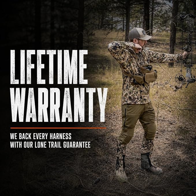 Binocular Harness Chest Pack - Bino Harness Hunting Chest Rig | Waterproof 500D Cordura case, silent magnetic closure, MOLLE rangefinder pouch, elk deer glassing