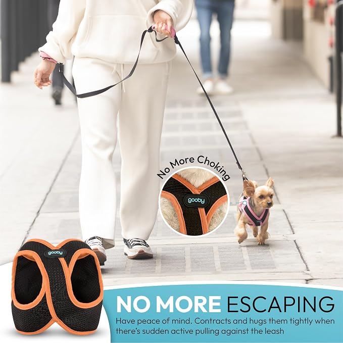 Gooby Escape Free Easy Fit X Step-in Dog Harness, Atlanta Peach, X-Large | Patented escape-free, tightens on back-out; Choke-free X-frame + V-neck; Quick-release buckle; Reflective trim