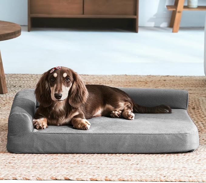 Gel Memory & High-Density Foam Orthopedic Dog Bed 28x19x6 Small | | Double Waterproof Cover | Machine Washable | Non-Slip Base | Fur-Resistant Tech Fabric