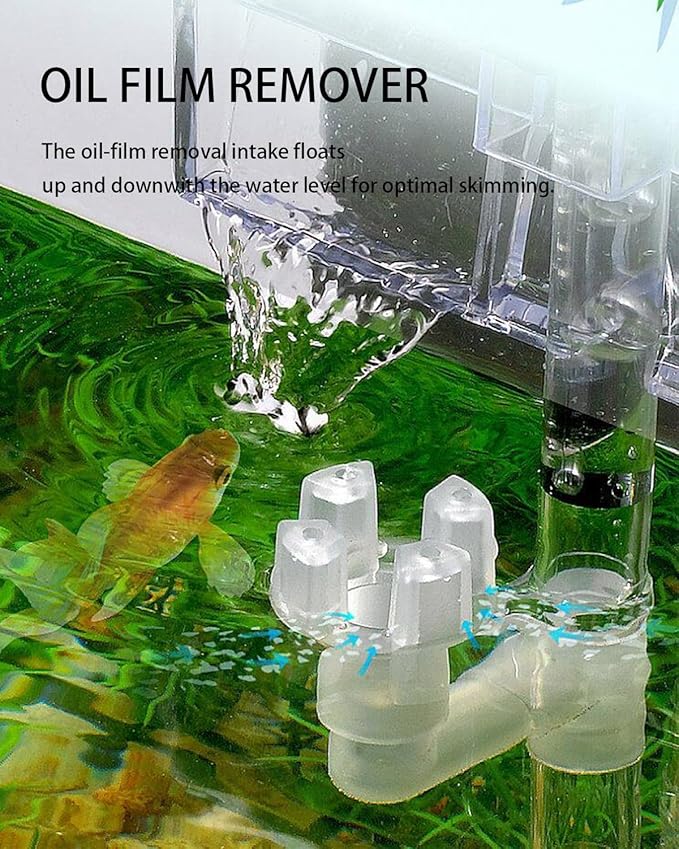 Small Fish Tank Filter, Hang on Filter for 1-5 Gal Nano Aquarium, Ultra Quiet Power Filter with Aeration & Oil Skimmer, Adjustable Flow for Betta Shrimp Tank