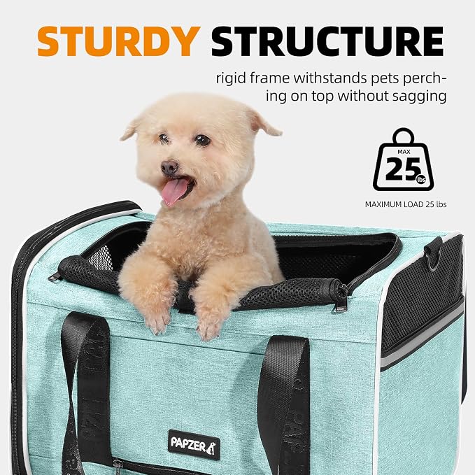 Cat Carrier for Travel, Soft-Sided, Top Loading, Privacy Curtain, to 20 lbs | Medium Pet Carry Bag Anxious Cat, Vet Visits Car Transport, Luggage Sleeve Suitcase Attachable Small Puppy Crate Kennel Teal
