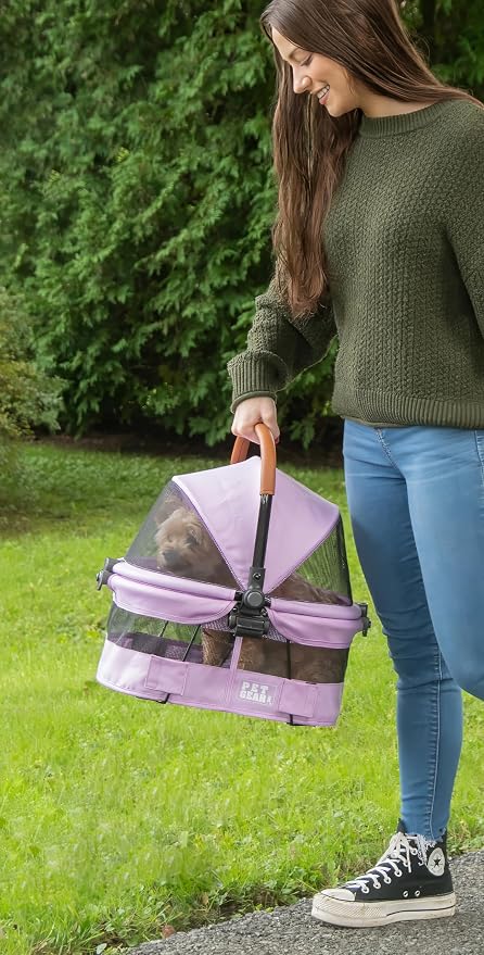 Pet Gear No-Zip View 360 Pet Carrier & Car Seat, 15", Bright Lilac | Ultra Lite, Booster Seat Frame, Mesh Ventilation, Push Button Entry, No Tools Required, For Small Dogs & Cats