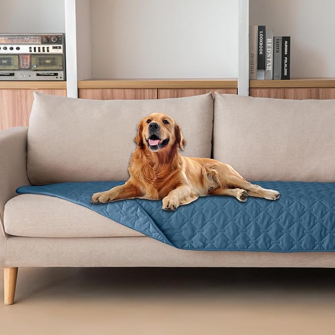 gogobunny Waterproof Blanket, Couch Covers for Dogs, Reversible Protector | 3X Stronger Leakproof, Scratch Proof Durable Furniture Protection, Stain Resistant, Washable, 30x70 Inch Dark Blue