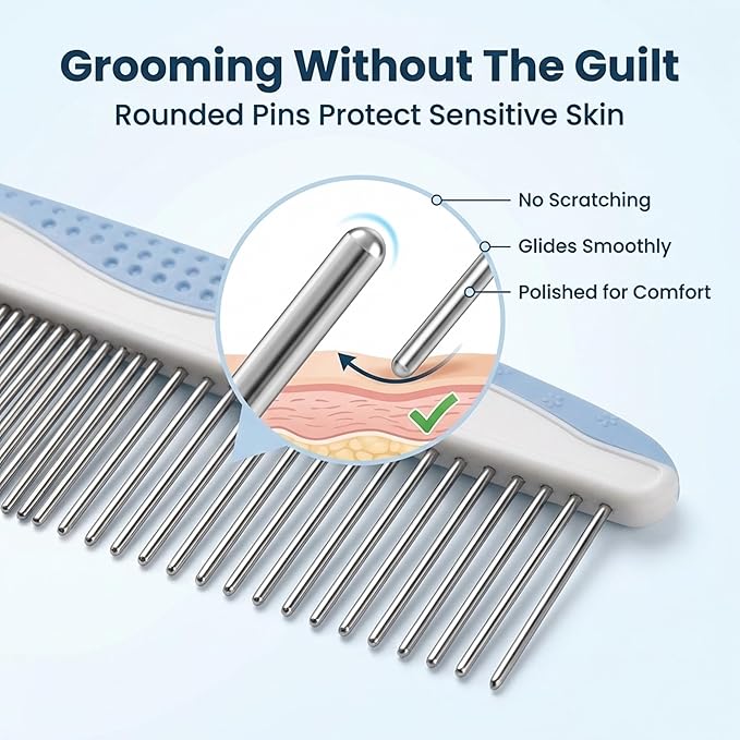 We Love Doodles Small Dog Grooming Comb & Large Dog Slicker Brush Bundle - Grooming Comb & Mini Slicker Brush for Small Puppy Kit - Removes Tangles & for Dematting - Made in USA