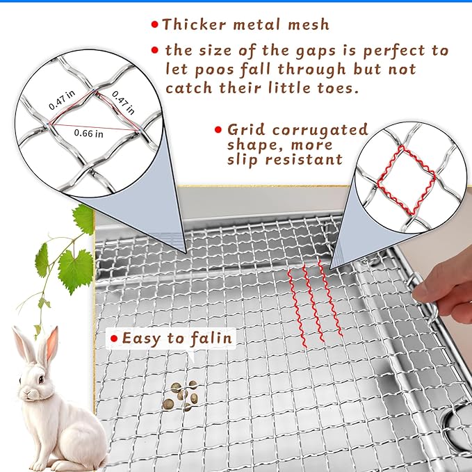 Rabbit Litter Box Stainless Steel Bunny Litter Box Small Animal Toilet Pan Metal Grid for Ferret Galesaur Chinchilla Bunny