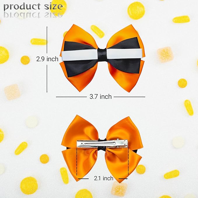 2Pcs Clownfish Hair Bow Clips Ocean Theme Accessories Halloween Costume Dress up Birthday Party Supplies Orange White 3.5 in