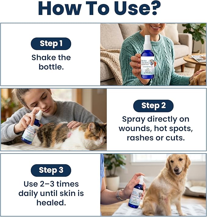 Earthborn Colloidal Silver Spray for Dogs & Cats, Natural Skin Wound Spray for Pets - Soothing Relief for Hot Spots, Burns, Rashes, Cuts, Scratches & Irritations, 4 oz Bottle