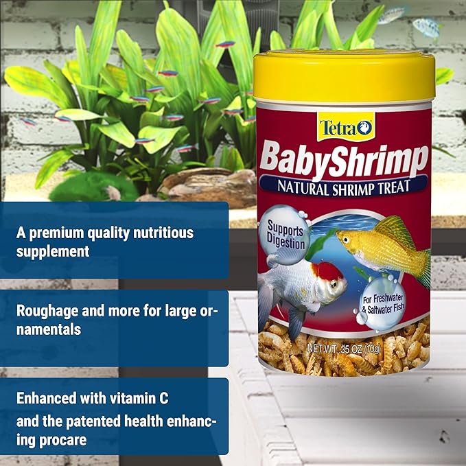 Tetra BabyShrimp 0.35 Ounce, Natural Shrimp Treat for Aquarium Fish (033197), (Pack of 4)