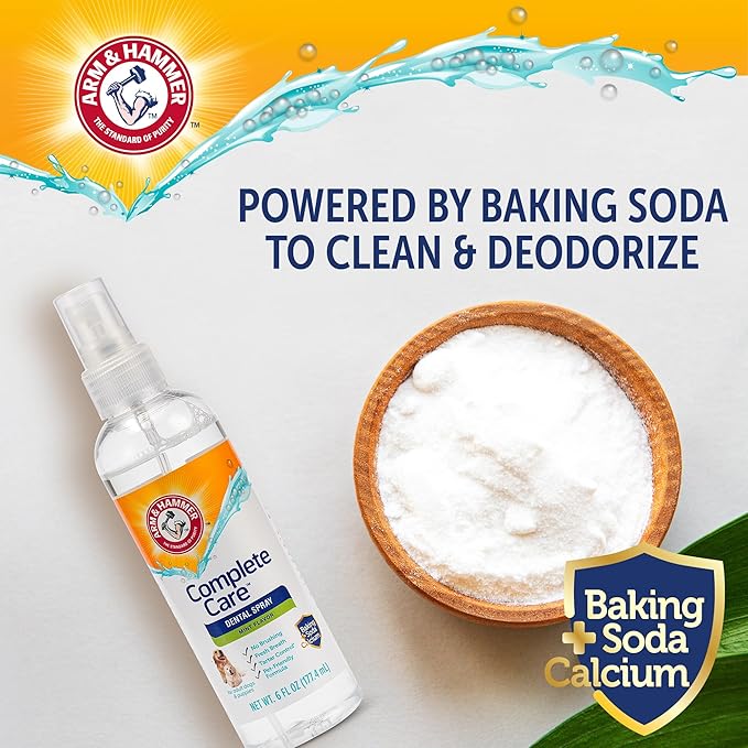Arm & Hammer Complete Care Dog Dental Spray, Mint Flavor, Brushless Dog Breath Freshener with Baking Soda and Calcium for Tooth Enamel Support, Fluoride-Free, 6 Fl Oz - 2 Pack