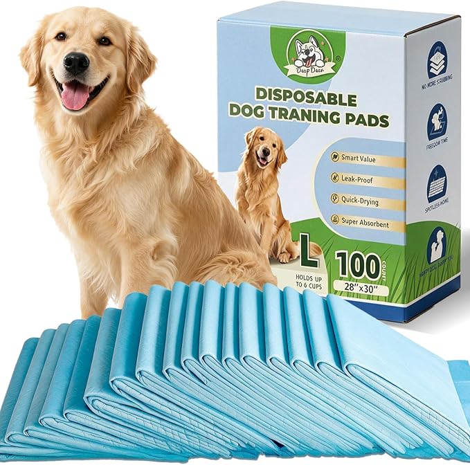 DEEP DEAR 100-Pack 30"x28" Extra Large Dog & Cat Pee Pads, Super Absorbent Quick-Dry Disposable Puppy Pads with Great Valve Leakproof Technology for Easy Potty Training & Pet Care