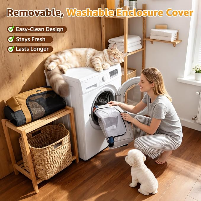 LOOBANI Dog Playpen for Small Dogs, 32"x24"x22", Foldable & Portable, Brown | Pet Playpen, with Removable Washable 690D Fabric Cover, Sturdy Frame Cat Playpen for Indoor, Dog Crate for Small Animals