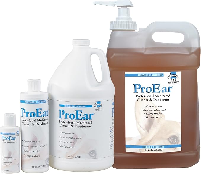 Top Performance ProEar Professional Medicated Ear Cleaners — Versatile and Effective Solution for Cleaning Dog and Cat Ears, 16 oz.