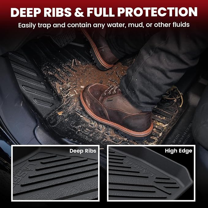 LASFIT Floor Mats for Nissan Versa 2020-2025, Custom Fit All Weather Protection Durable TPE Floor Liners for Nissan Versa S/SR/SV 2025 2024 2023 2022 2021 2020 1st & 2nd Row Car Mats, Black
