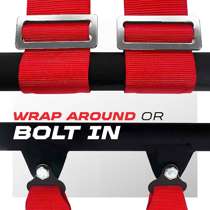 1 pc Red 5 Point Harness for Bucket Seat, Latch Release, 9 Color Options, Racing Harness 5 point, Race Car, UTV, RZR [6009A5]