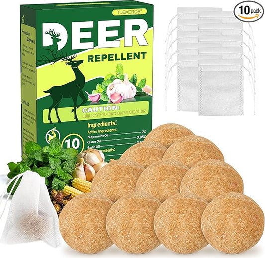 Deer Repellent, Deer & Rabbit Repellent, Peppermint Oil to Repel Deer, Rabbit, Deer Deterrent Outdoor for Lawn, Garden Use, Yard-10 Pack