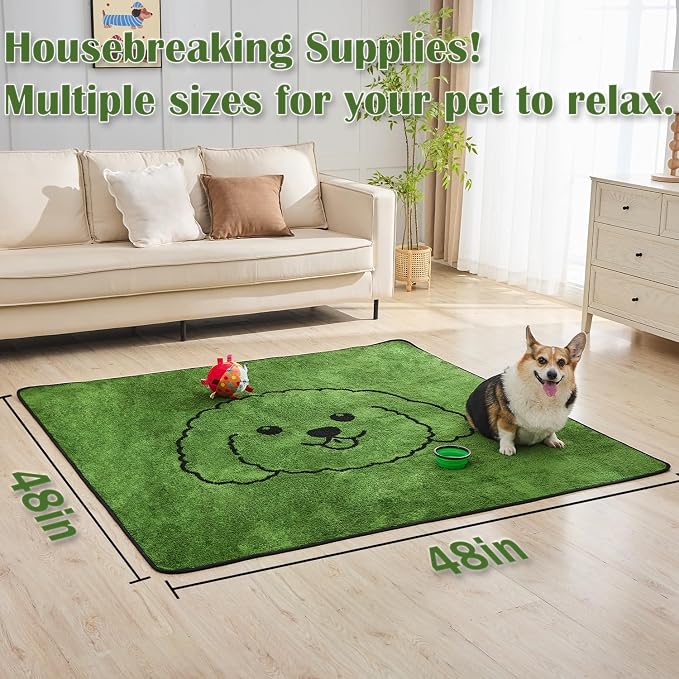 Reusable Puppy Pads , Washable Pee Pads for Dogs 72"x72" Extra Large | Super Absorbent & Leakproof Potty Training Pads, Plush Grass-Look With Non-Slip Backing For Crates, Playpens & Small Pets