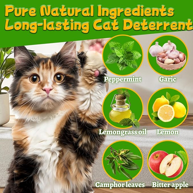 Mimo Style Cat Deterrent Outdoor,Natural Peppermint Oil Cat Deterrent Outdoor Indoor,Keep Cats Out of Yard Permanently,Keep Cats Off Lawn,Garden,Furniture,Mulch & Flower,Keep Cats Away