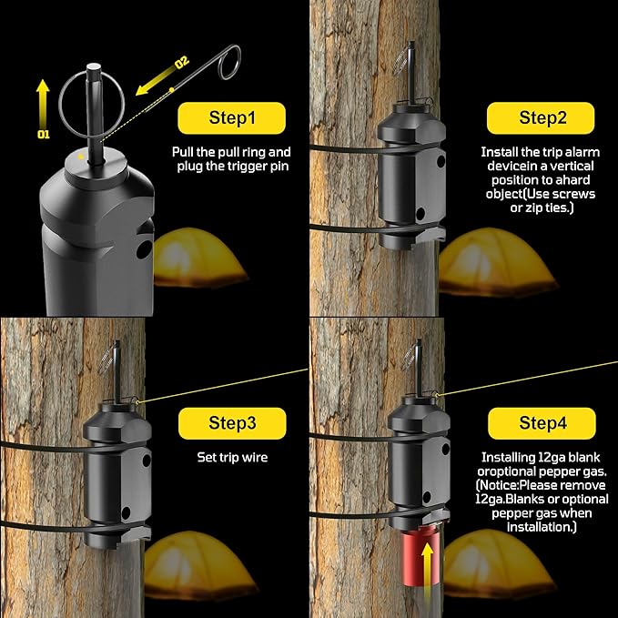 Perimeter Trip Alarm, 12 Gauge Trip Alarm, Camping Trip Wire Alarm Device with Screw and Extension Chains, Early Warning System for Camping and Outdoor Safety/ Bear Deterrent(Suitable Multiple Models)