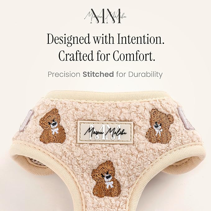 Embroidered Matching Dog Harness and Leash Set with Poop Bag – No Pull, Adjustable, Padded, Breathable Harness for Puppies, Extra Small Dogs, Small Dogs, and Medium Dogs (Extra Small)
