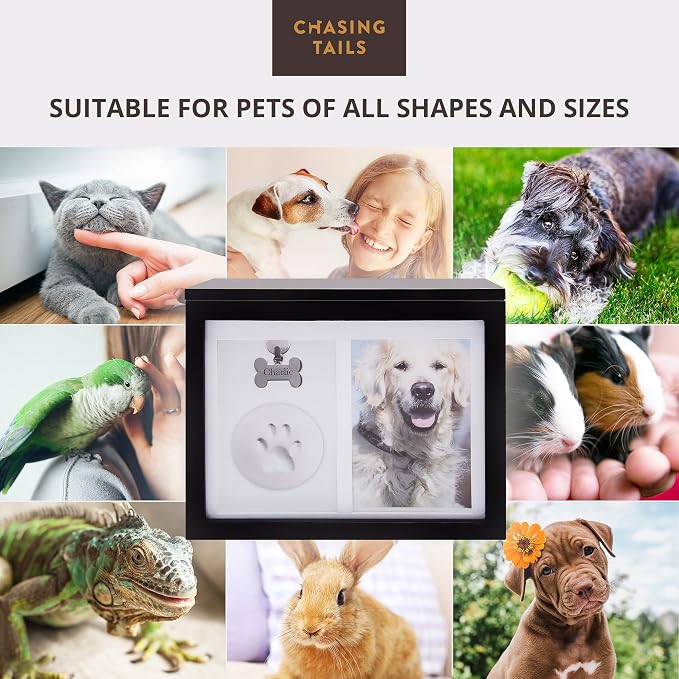 Chasing Tails Pet Urns for Dogs - Dog Urns for Ashes, Suitable for All Pets - Includes Paw Print Kit, Picture Frame and Photo Book for a Lasting Tribute and Cherish Precious Memories