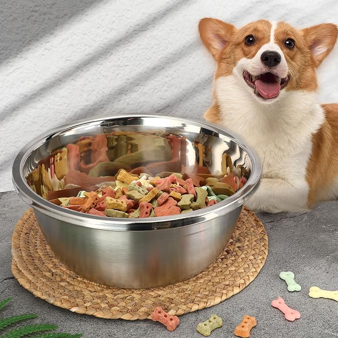 6 Pcs 8 Cup Metal Dog Bowls Stainless Steel Thickened Food Bowls Travel Kennel Food and Water Dish for Medium Large Size Dogs Cats, 64 Oz, Dishwasher Safe