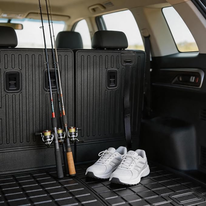 Floor Mats for 2016-2022 Honda Pilot 7 Seats (No Elite Models) All Weather Trunk Mat Cargo Mat TPE Trunk Liner Back Seat Cover Pilot Accessories (Floor Liner+Cargo Liner with Backrest Mat)