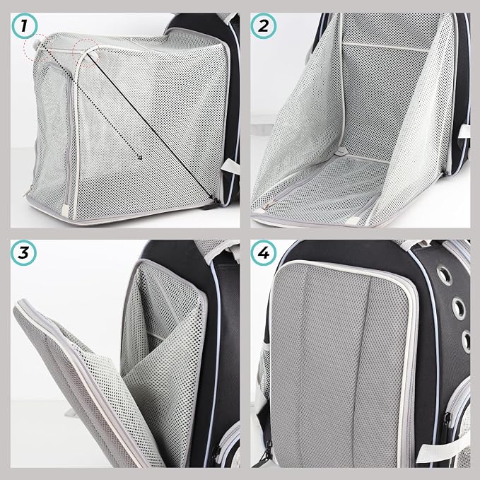 Expandable Cat Backpack Carrier for Large Cats & Small Dogs - Airline Approved Pet Bubble Backpack with Dual-Side Expansion, Perfect for Travel, Hiking & Outdoor Adventures, Up to 16lbs