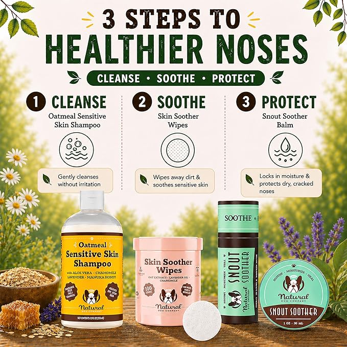 Natural Dog Company Snout Soother Dog Nose Balm – Moisturizing Care for Dry, Crusty, Cracked Noses with Coconut Oil & Shea Butter, Lick Safe Dog Snout Balm for All Breeds - 4 oz Tin