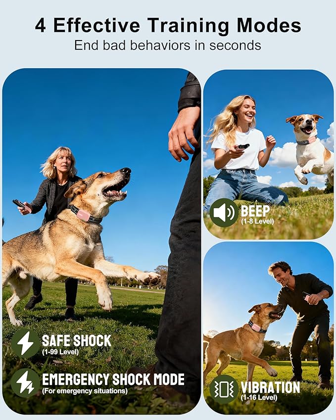Jugbow Dog Shock Collar - 4500FT Dog Training Collar with Remote, IPX8 Waterproof Electric Dog Collar with 4 Training Modes, Security Lock, Rechargeable eCollar for 10-120lbs Dogs(Hot Pink)