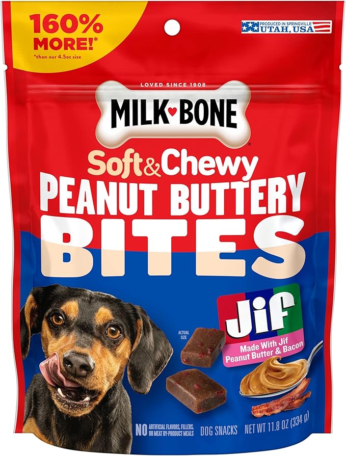 Milk-Bone Peanut Buttery Bites Soft Dog Treats with Real Peanut Butter & Bacon