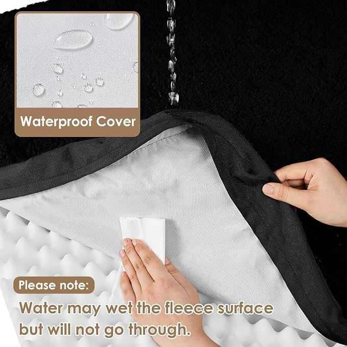 EHEYCIGA Orthopedic Dog Bed Large with Removable Washable Cover, 50IN Black | Egg Crate Foam Support, Durable Oxford fabric, Non-Slip Bottom, Machine Washable, Soft Waterproof Plush Pet Bed Mat For Crate