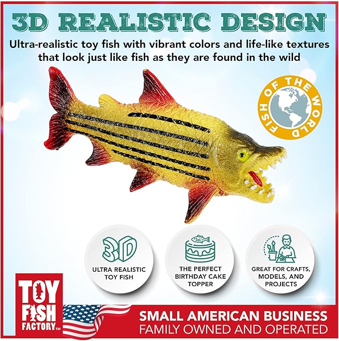 River Monster Collection Toy Fish Set, Piranha, Fish Cake Topper, Fish Figurines, Catfish, Arapaima, River Monsters Toy Fish, Educational Fish Toys
