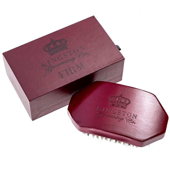 Kingston Grooming Co. Premium Boar Hair Brush Bundle - Original, Medium & Firm Wave Brushes for Men - Boar Hair Brush, Perfect Edge and Hair Waver - Travel Case Included