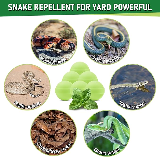 12 Pack Snake Repellent for Yard,Snake Away Repellent Outdoors,Moth Balls for Outdoor Use,Snake be Gone for Lawn Garden to Repels Snakes and Other Pests (Mint)