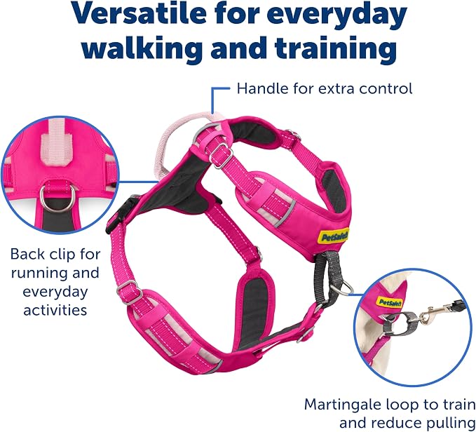 PetSafe Easy Walk Comfort No Pull Dog Harness, Pink, Extra Small | Stops Pulling on First Use with Front Martingale Loop, Full-Body Padding, 5-Point Adjustable Fit