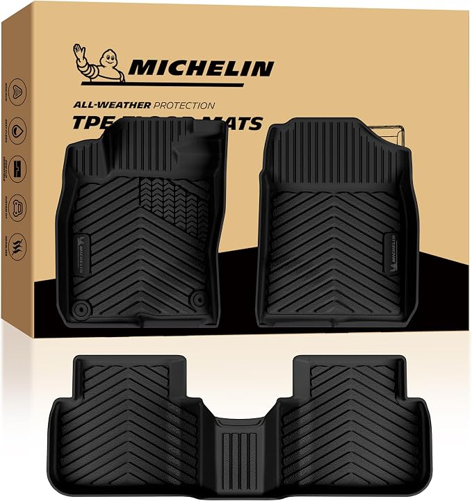 Michelin Vehicle Mats, Premier Series All-Weather TPE Custom Fit Liner for Honda Civic Sedan Hatchback Si (Include Sport) 2022-2026/Acura Integra 2023-2026 Floor Mats(3 Piece), Not Fit Hybrid