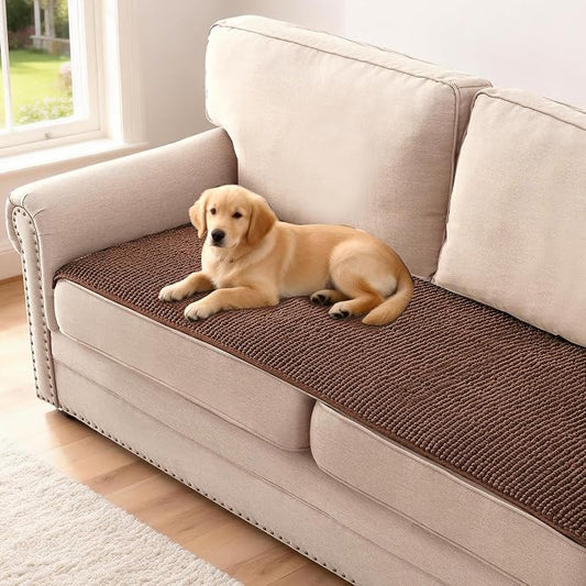 H.VERSAILTEX Plush Chenille Couch Cover for 3 Cushion Couch Anti Slip Washable Sofa Slipcovers Soft and Durable Furniture Protector for Dogs Cats Kids (27.5" x 59", Caramel)