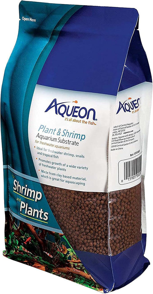 Aqueon Plant and Shrimp Aquarium Substrate, Aqua Soil for Fish Tanks, 5 Pounds (Pack of 8)