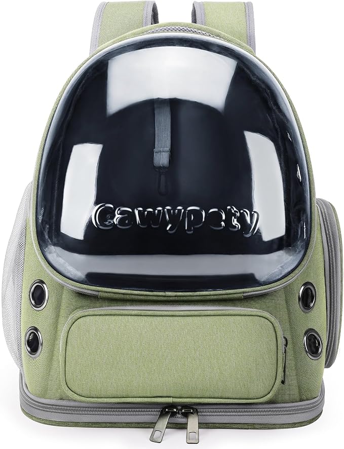 Cawypety Cat Backpack Carrier, Breathable Cat Carrier Large Space Bubble Pet Backpack for Kitty Small Dog up to 15lbs, Transparent & Foldable Pet Carrier for Travel Hiking | Breathable Mesh Cat Backpack Transparent Foldable Pet Clear Carrier Portable f...