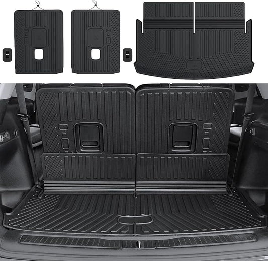 Cargo Mat for 2021-2025 2026 Jeep Grand Cherokee L, All Weather TPE Rear Cargo Liner Trunk Mat with 3rd Row Seatback Cover for Jeep Grand Cherokee L Accessories