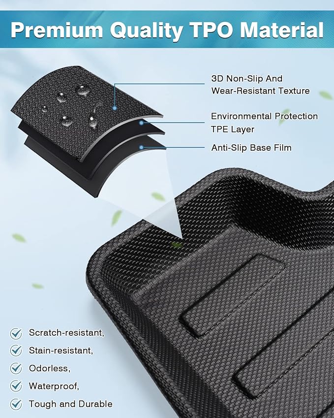 Mixsuper All Weather Cargo Liner - Custom Fit Trunk Mat Compatible with Ford Fusion (2013-2020), Platinum (2017-2018), Sport (2017-2020) Black